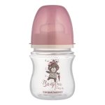 CANPOL BABIES EasyStart bočica protiv kolika sa širokim vratom BONJOUR PARIS 120 ml roza