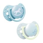LOVI svjetleća silikonska mini duda BABY SHOWER 0-2 mj, 2 kom, plava